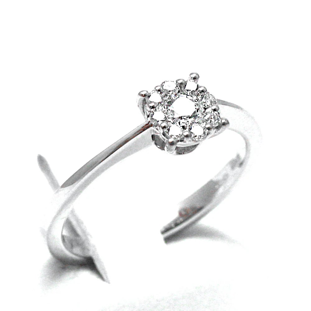 Elegant 18K White Gold Flower-Inspired Ring with 0.21ct Diamonds - weight 2.7 gr. (1 of 4)
