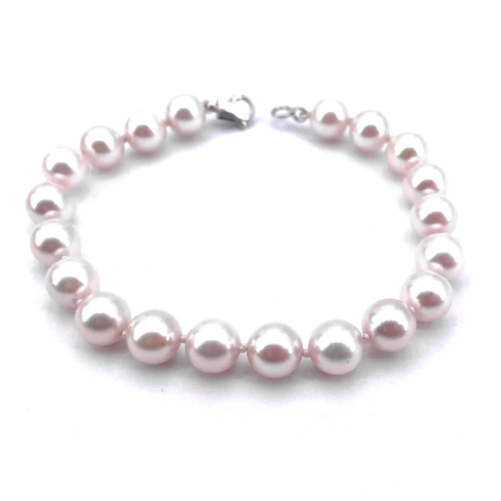A refined classic 18K White Gold Japanese Akoya Pearl Strand Bracelet with Lobster Clasp - 14.80gr (1 of 4)
