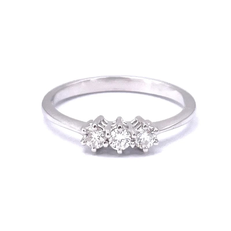 Polished and Timeless 18K White Gold n. 3 Diamond Ring, 0.22 ct Total, Weight 2.42 gr (1 of 5)