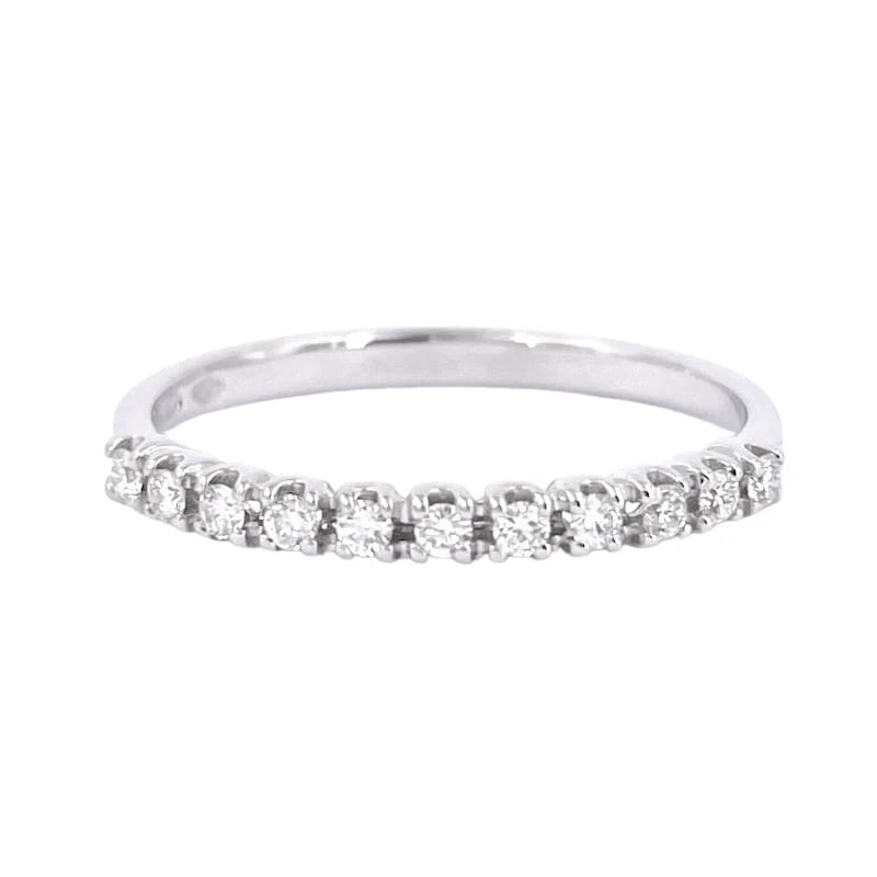Timeless White Gold 18kt Slim Band Ring with 11 Small Brilliant 0.14ct Diamonds, Weighing 1.66gr (1 of 6)