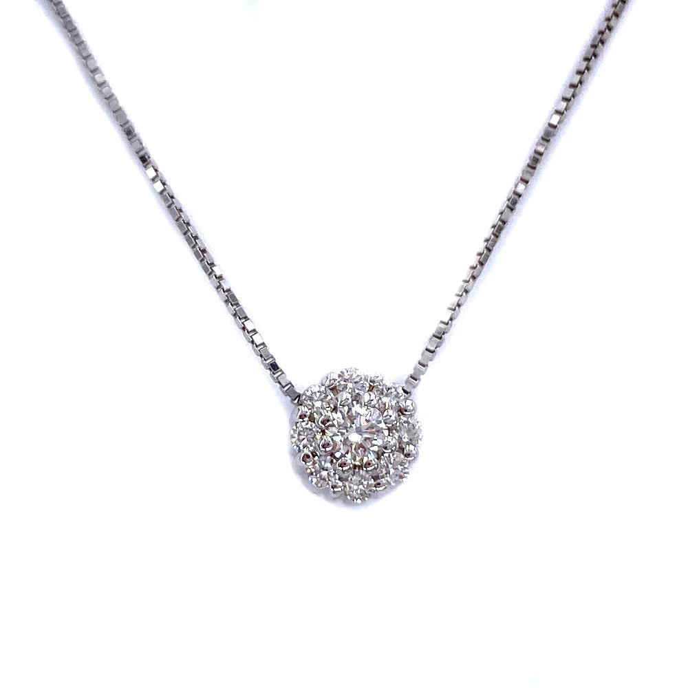 Make yours this white gold 18kt pendant with diamond blossom sparkle 0.14ct total - weight 1.78 gr (1 of 4)