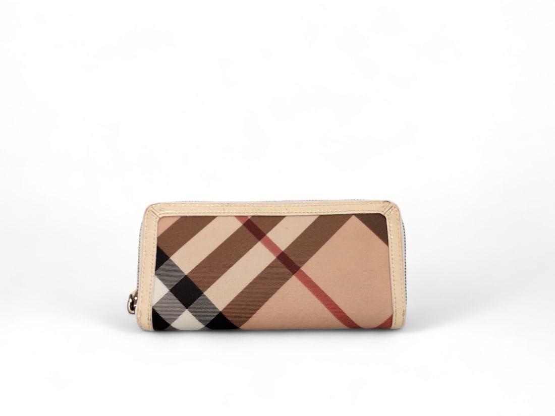 Burberry Luxury Wallet Beige Canvas & White Patent - Perfect Condition (1 of 5)