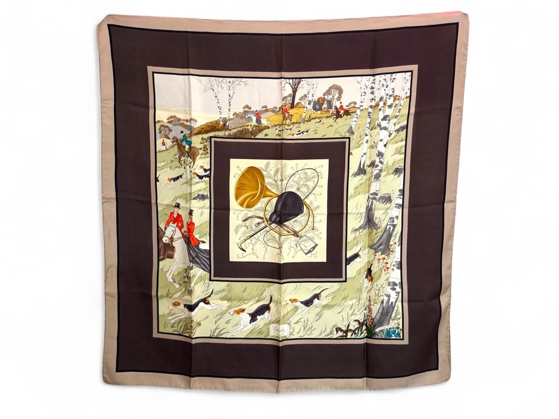 Gucci Vintage Silk Foulard Caccia Alla Volpe II by Accornero 1975 - Perfect (1 of 5)