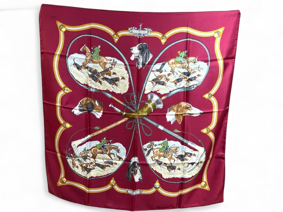 Hermes Vintage Silk Foulard Le Laisser Courre 1979 - Perfect Condition (1 of 4)