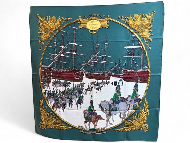 Hermes Marine Et Cavalerie Silk Foulard 1967 - 100% silk (1 of 4)