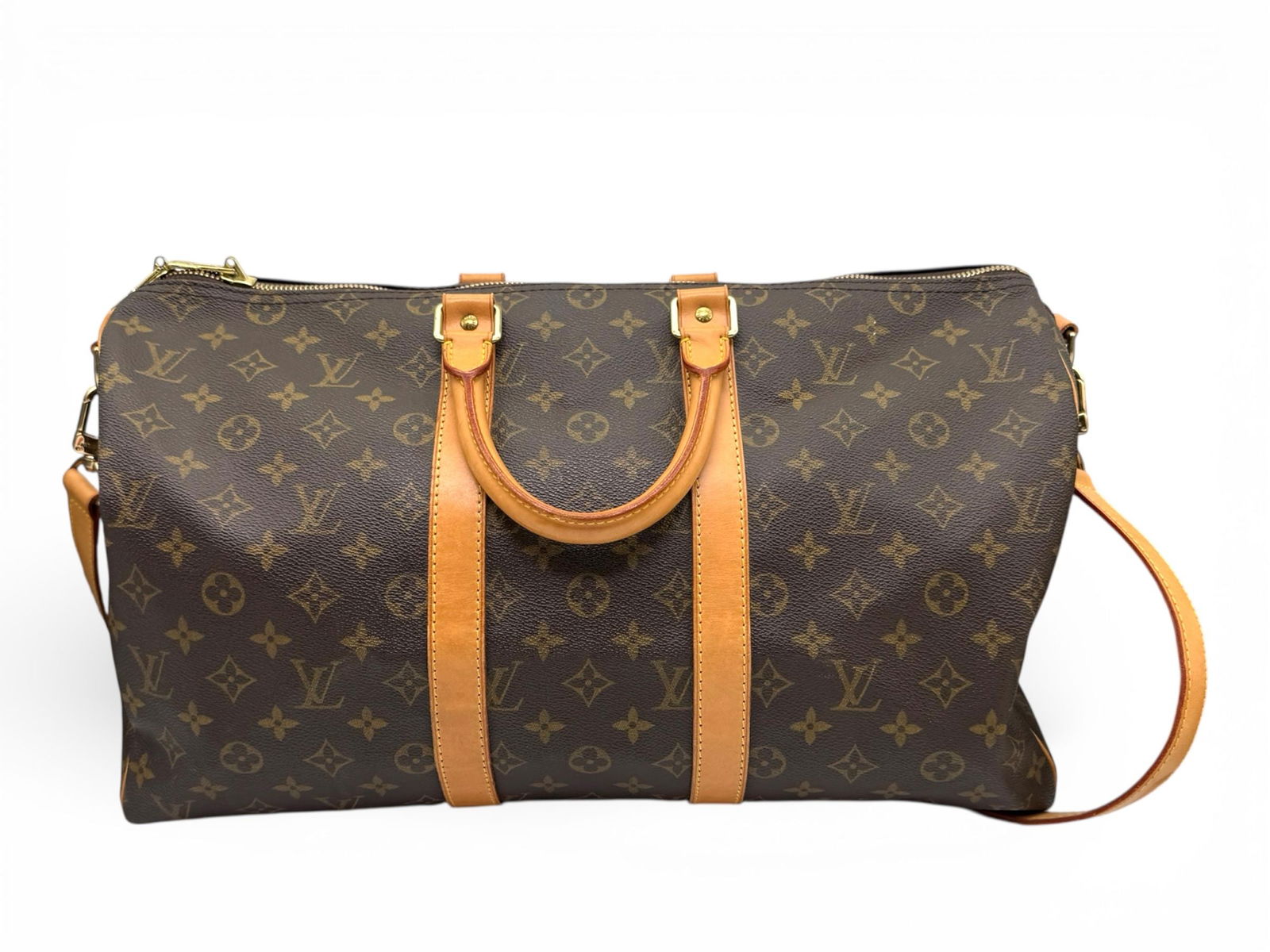 Louis Vuitton Keepall 50 Bandouliere - Stylish Monogram Handbag with Elegant Gold Accents (1 of 5)