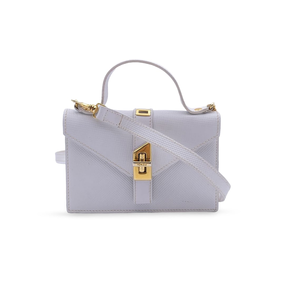 Fendi Vintage Leather Shoulder Bag: A charming example of vintage Fendi design, this white textured leather mini bag is a versatile piece that adapts effortlessly to different styles and occasions. Its compact silhouette is elevated by