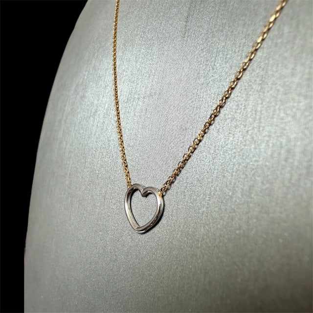 Elegant 18k Y/W Solid gold Necklace with Heart pendant (1 of 5)