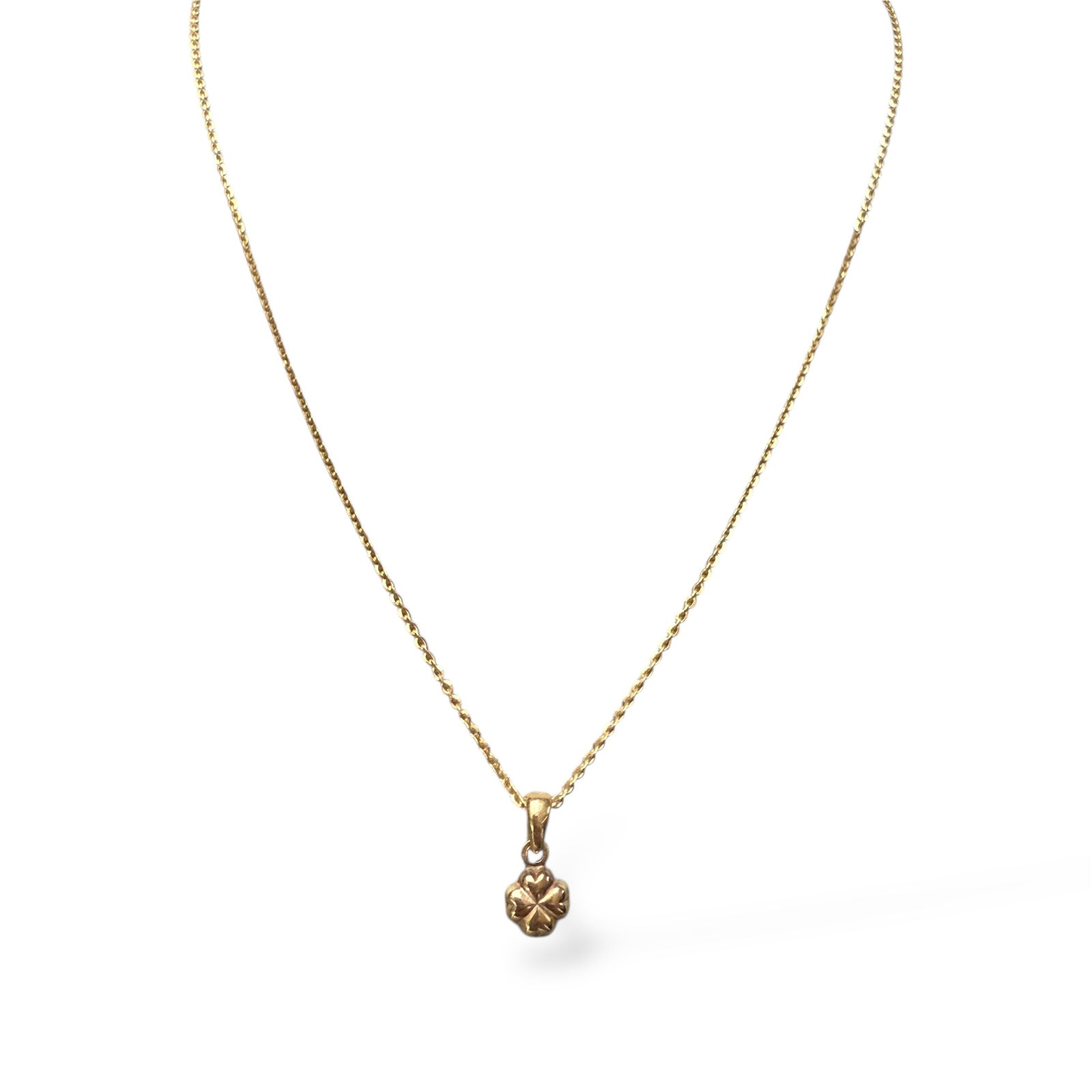 9K Solid gold Necklace with Clover (1 of 4)