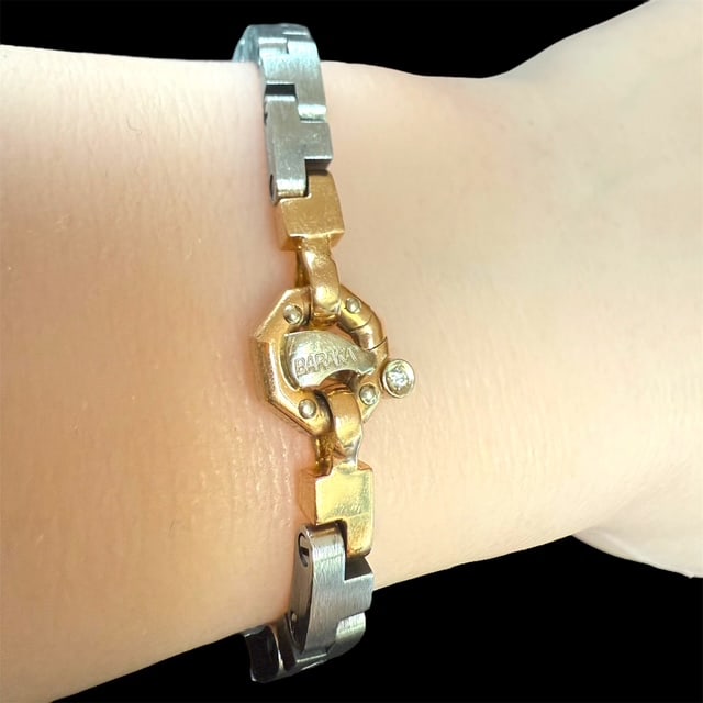 Cool and Luxury BARAKA Men's bracelet set with 18 kt rose Gold and Titanium: Cool and Luxury BARAKA Men's bracelet set with 18 kt rose Gold and Titanium Made in Italy collection Length: 0.82'' SKU: p46