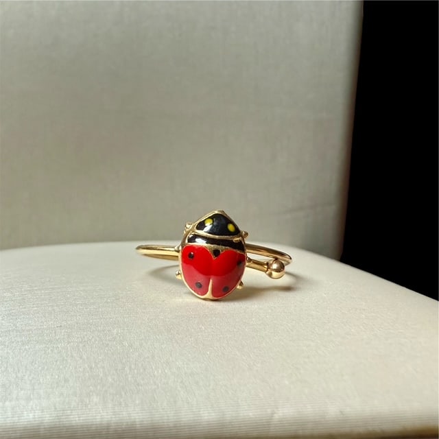 18K solid gold Ladybug kids Ring - 2