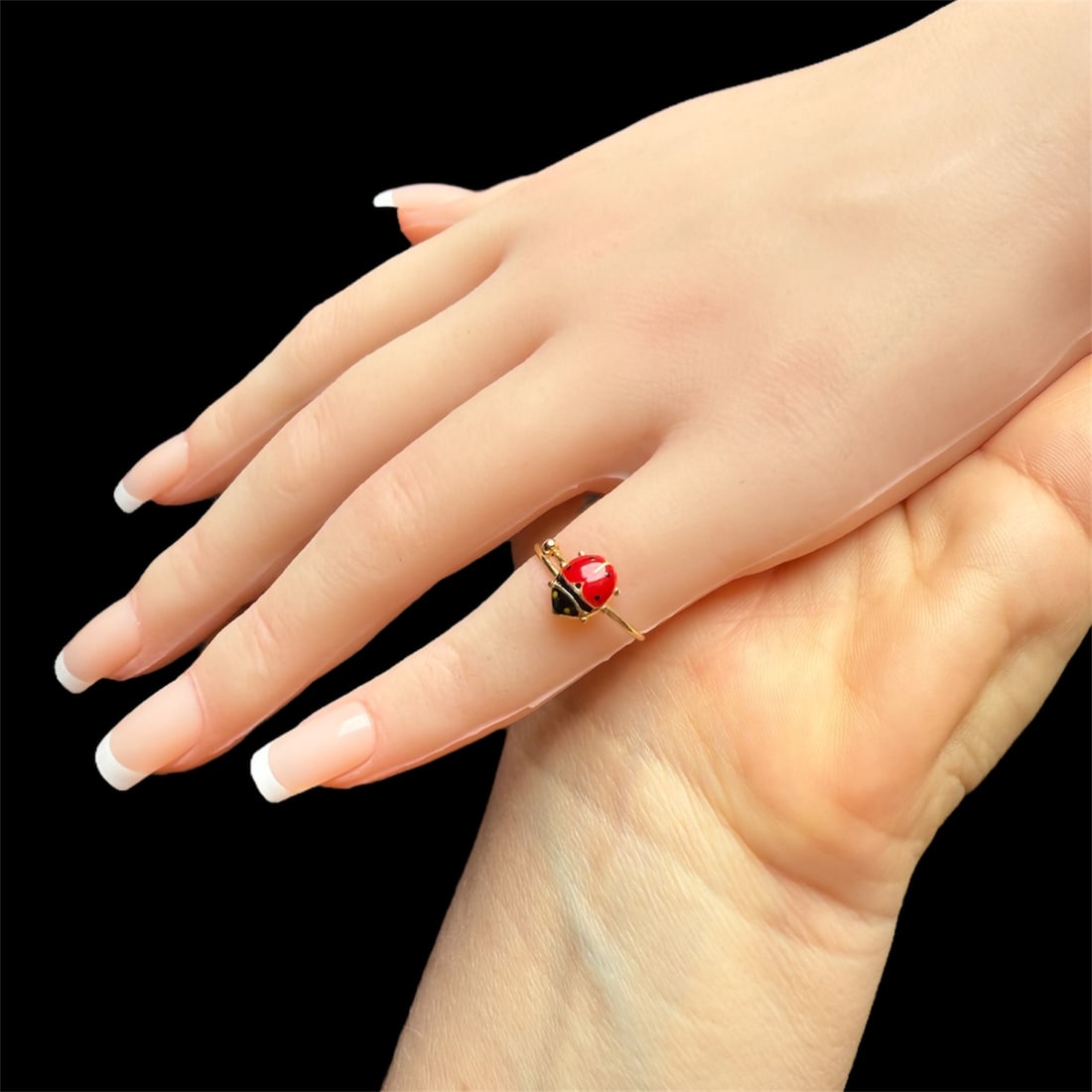 18K solid gold Ladybug kids Ring - 4