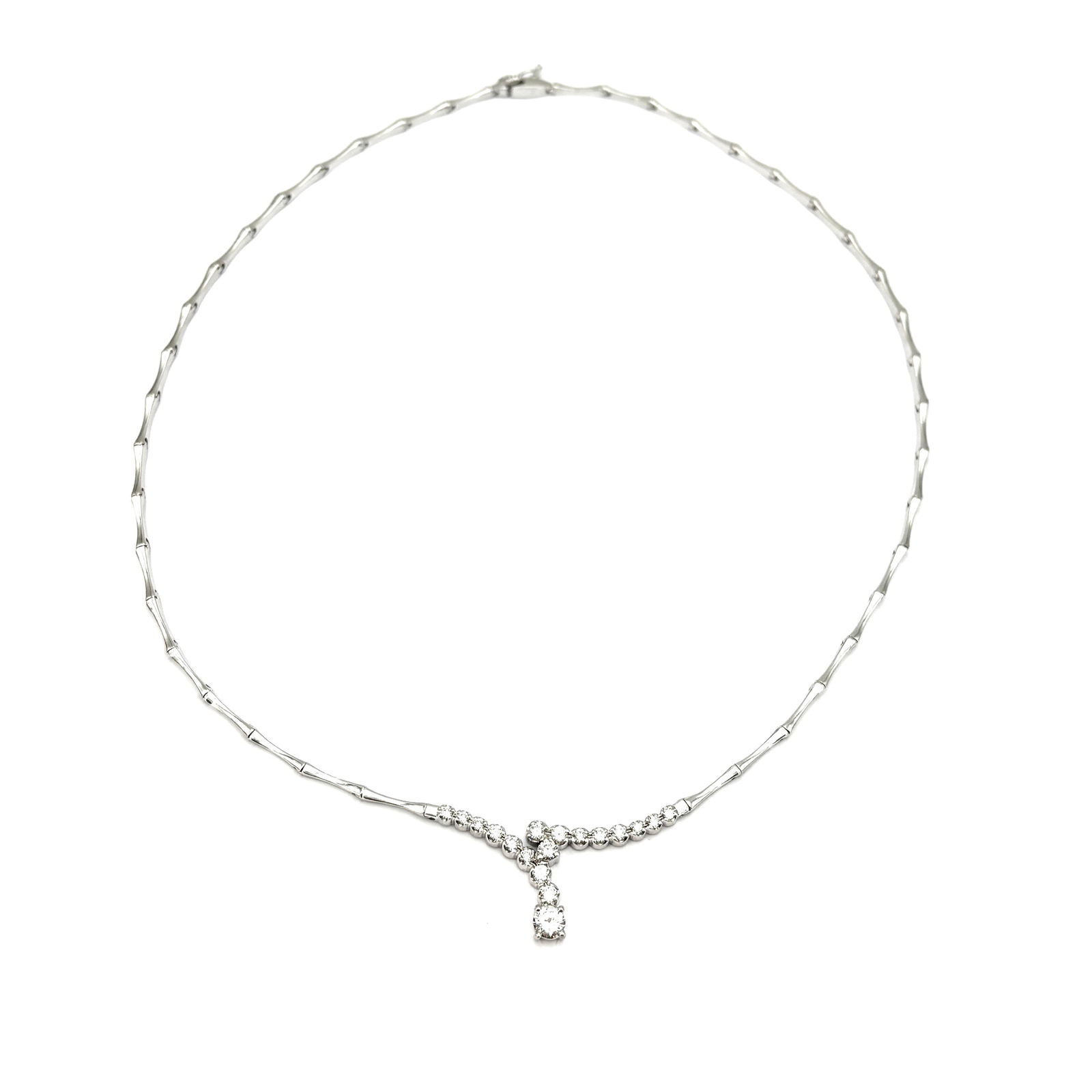 White gold necklace with diamond center and solitaire; 13.63 gr. (1 of 7)