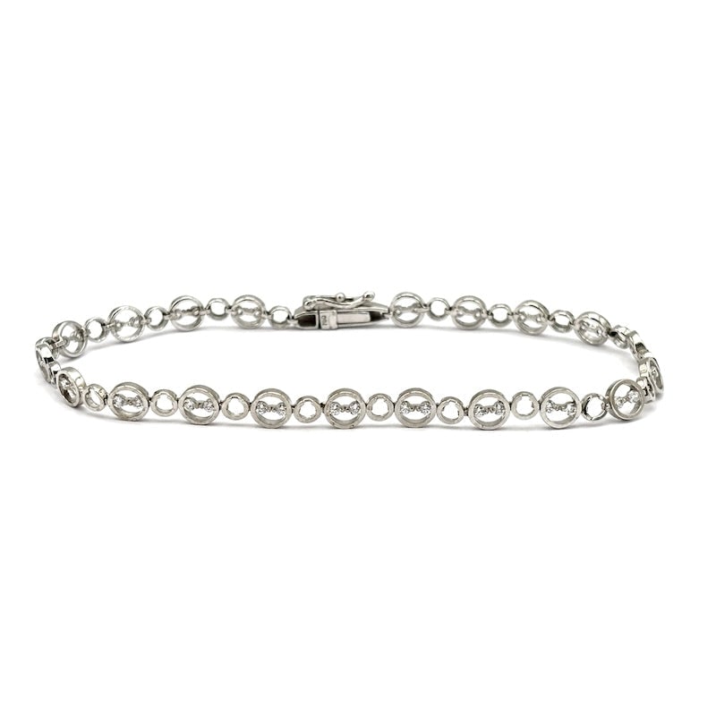 White gold hoop and cubic zirconia tennis bracelet; 6.26 gr - 18 cm (1 of 10)