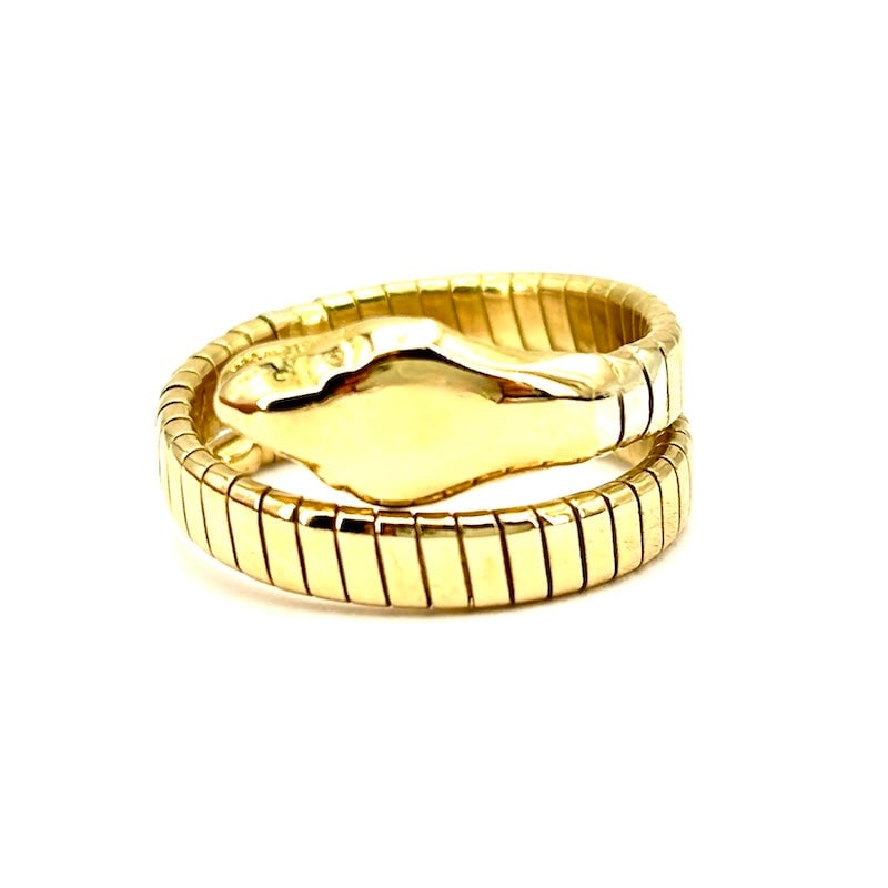 Vintage tubogas pinky snake ring, yellow gold; 6.21 gr.: Adorable and charismatic vintage spiral snake ring in tubogas yellow gold. The ultimate glamorous animal ring, an icon of character and style, in a perfect pinky variant! Our company's certification i