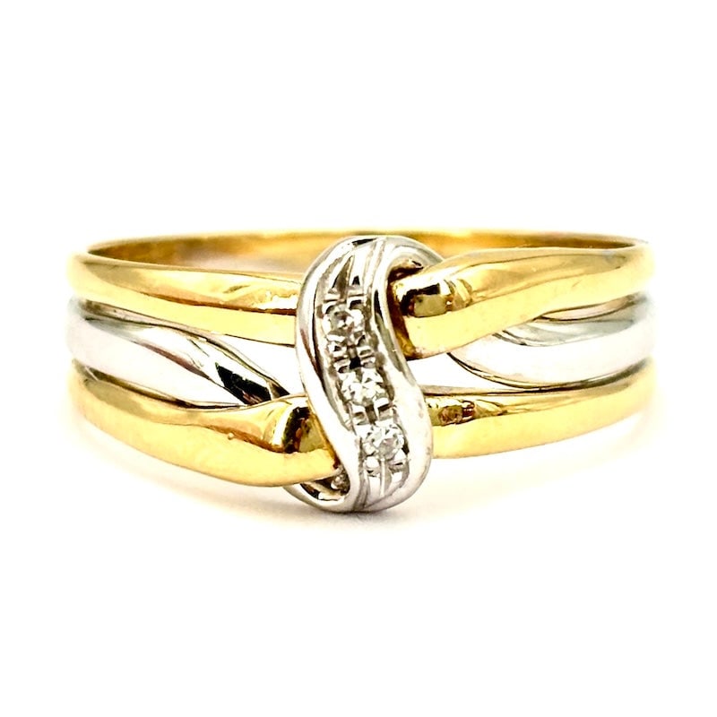 Two-tone gold band ring, brilliants; 3.7 gr. (1 of 6)