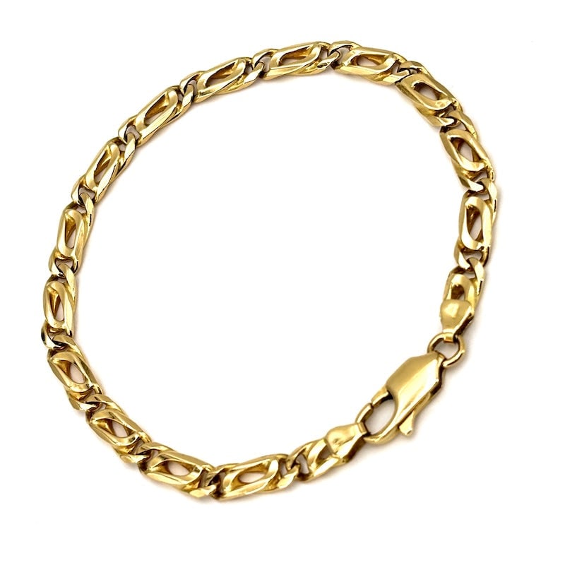 Men's gold bracelet full curved chain, 21.5 cm - 18.7 gr. (1 of 11)