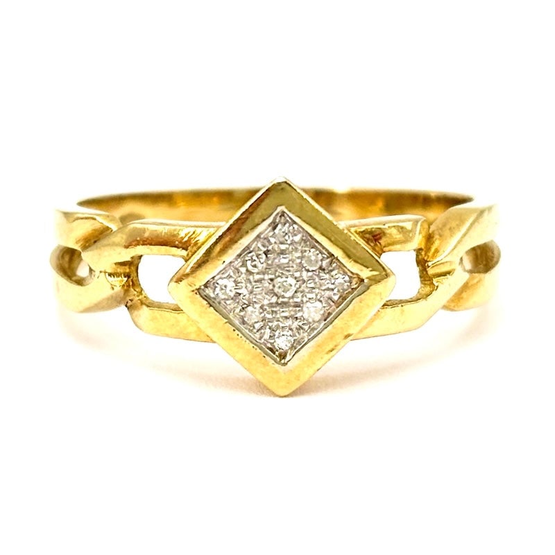 Vintage yellow and white gold band ring, square brilliants; 2.94 gr. (1 of 8)
