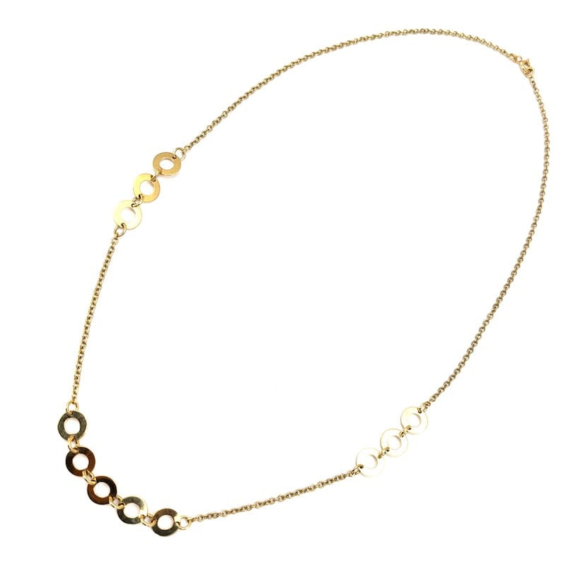 Yellow gold roll chain and beads necklace; 44 cm, 7.76 gr.: A modern roll chain necklace with 8 mm diameter beads, in 18 kt yellow gold! A universal outlet proposal, fresh, fashionable, versatile, always sought after! Our company's certification is available f