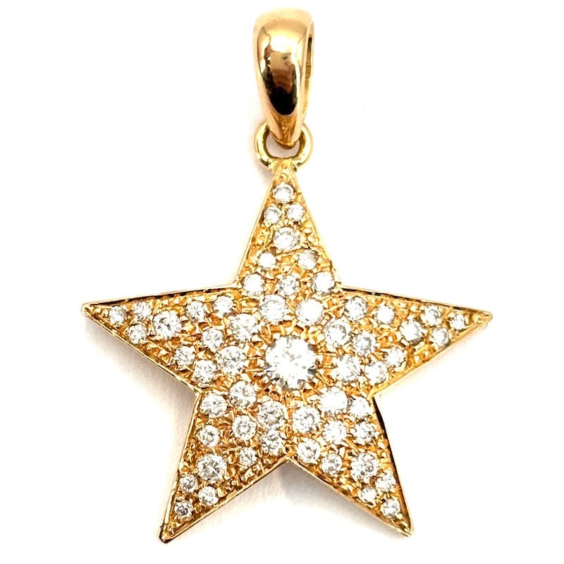 Star design pendant, brilliants and yellow gold; 3.67 gr.: Stellar, sparkling and super contemporary design for this 18 kt yellow gold, diamond-studded star pendant. Precious, young and super bright! Our company's certification is available for free, upon req
