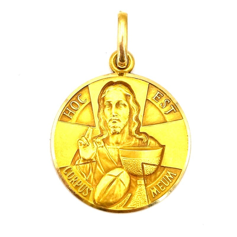 Christ medal pendant "This is my body," 18 kt yellow gold; 6.25 gr. (1 of 5)
