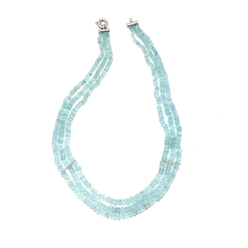 Three-strand aquamarine and white gold necklace - 42 cm; 55.88 gr. (1 of 6)
