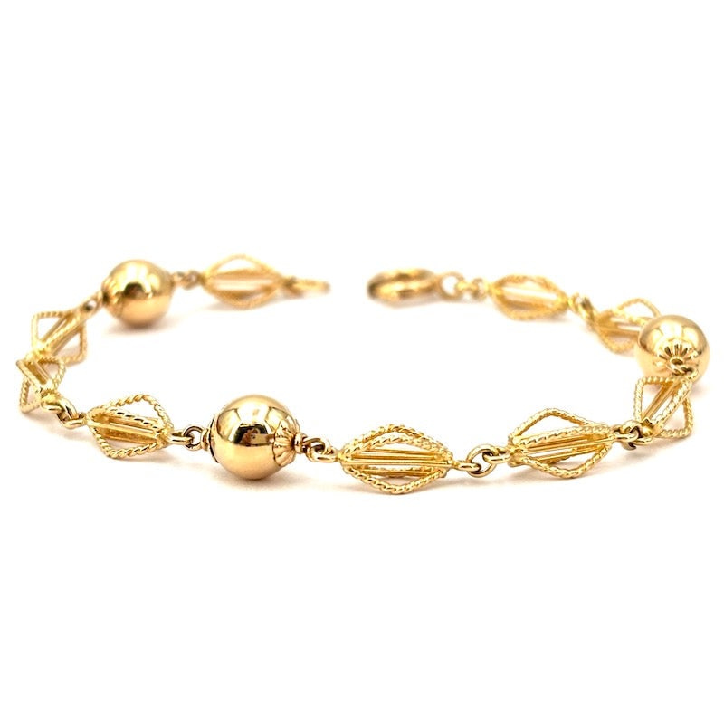 Ball chain bracelet and gold string pattern; 6.65 gr - 17 cm (1 of 8)