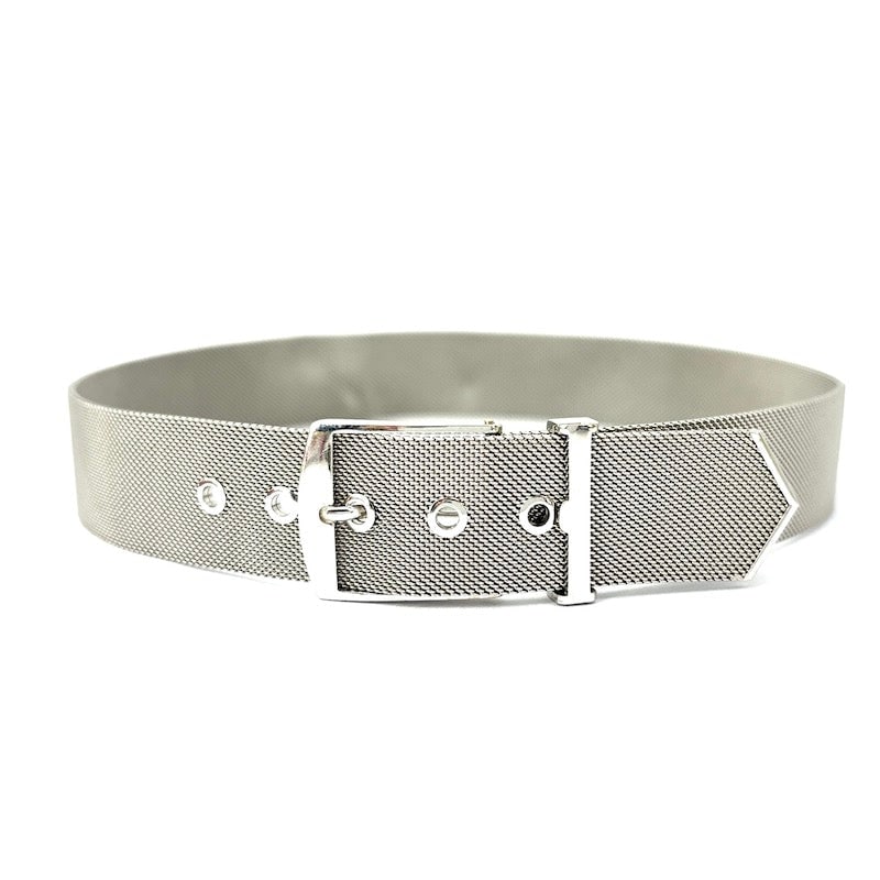 UNOAERRE choker choker chain white gold belt buckle; 68.62 gr - 40 cm: RARE OCCASION Unoaerre Vintage! Semi-rigid belt buckle chain choker necklace, woven in solid 18 kt white gold. A very exclusive model of an emblematic and unmistakable choker that can really be opened