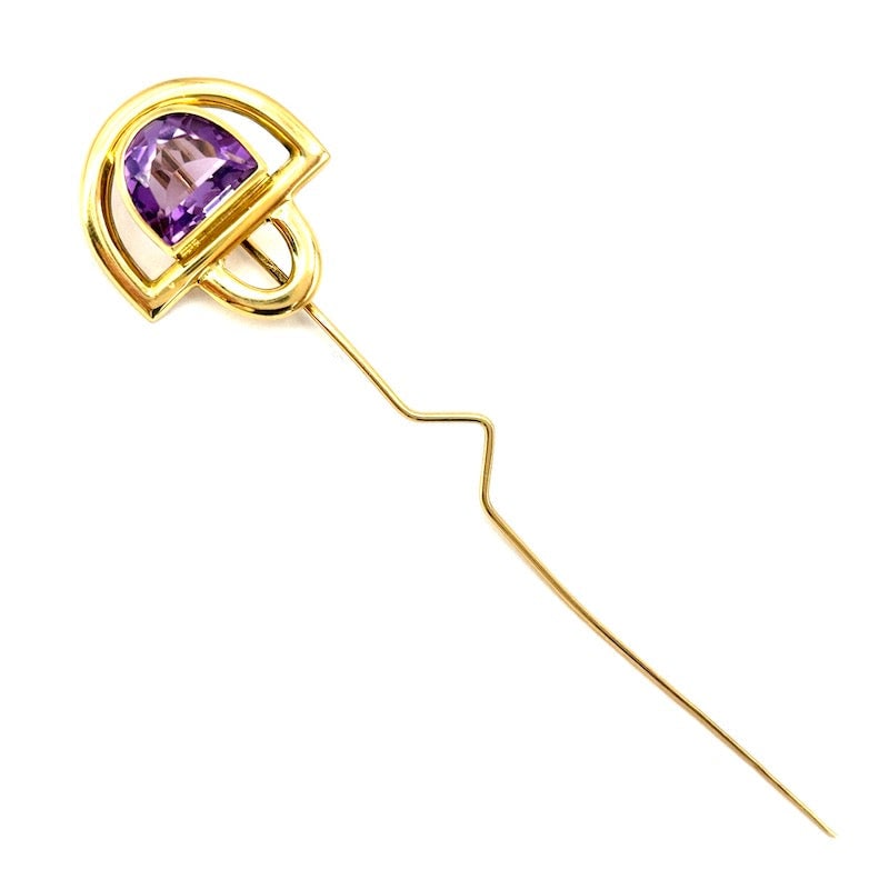 Vintage brooch, amethyst and yellow gold; 10.02 gr. (1 of 7)