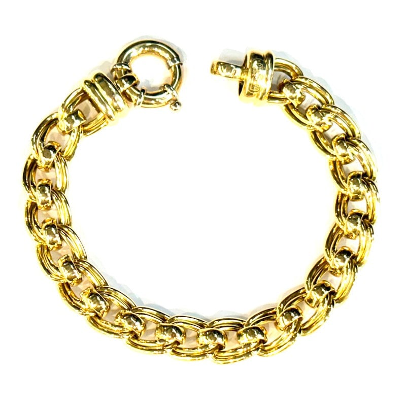 Double chain maxi bracelet, yellow gold - 25.8 gr, 20 cm (1 of 6)