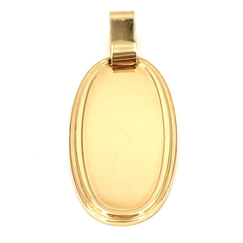 CHIMENTO men's pendant, oval medallion; 7.80 gr.: CHIMENTO brand oval-shaped medal pendant in 18 kt yellow gold, smooth and mirrored, with a clean and essential design. Our company's certification is available for free, upon request. If you wish to r