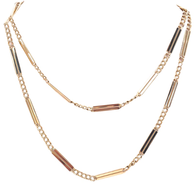 Long chain and lozenge necklace, yellow gold; 42.9 gr - 90 cm (1 of 5)