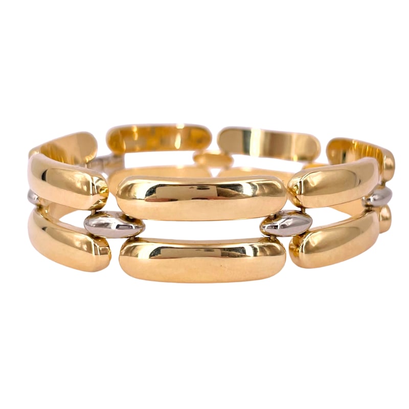 Gold double bar cuff bracelet; 31.7 gr. (1 of 7)