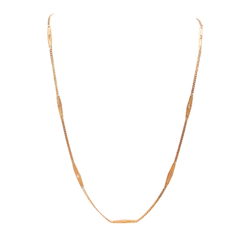 Vintage long diamond chain necklace, yellow gold; 80 cm, 30 gr. (1 of 6)
