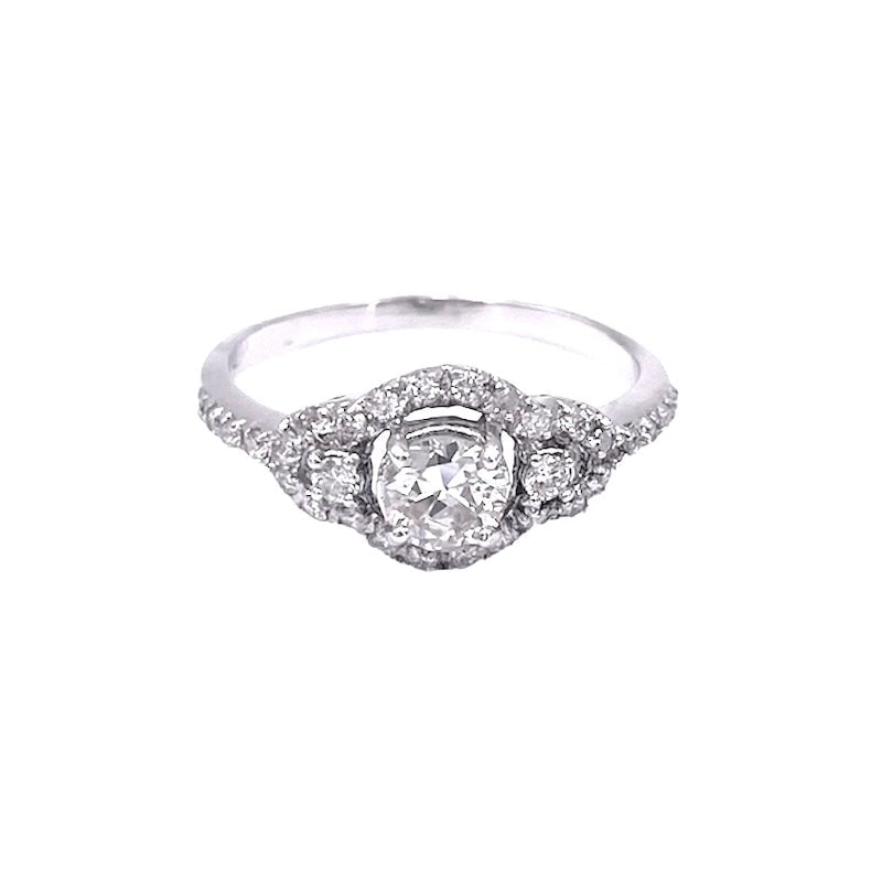 Diamond ring, with central antique cut solitaire - 2.06 gr (1 of 6)