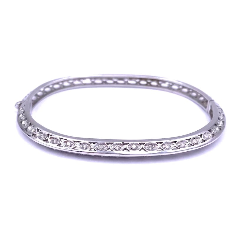 White gold and diamond rigid bracelet; 15.7 gr. (1 of 10)