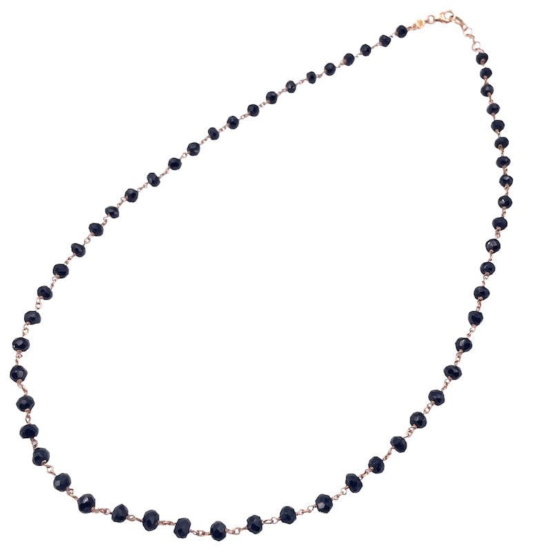 Rose gold alternating chain and black spinel choker necklace; 43 cm, 7.67 gr. (1 of 4)