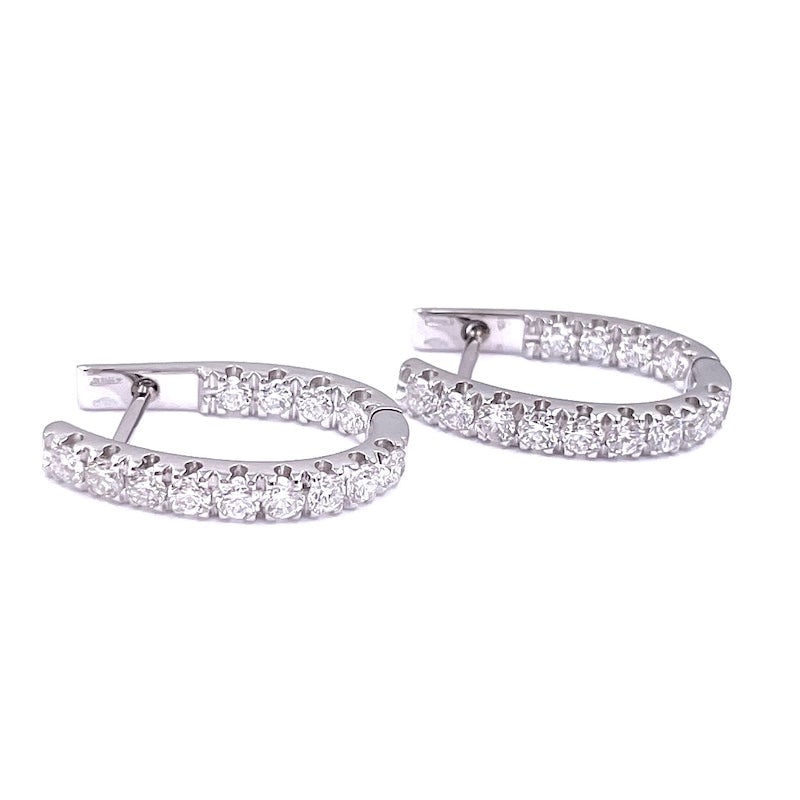 Ring earrings with diamonds front and back, white gold - 1.32 ct - and gold; 5.10 gr. (1 of 7)