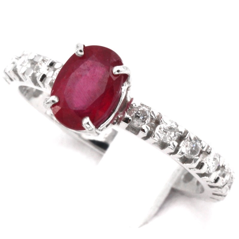 Semi eternel gold, diamond and ruby solitaire ring; 2.2 gr. - 2