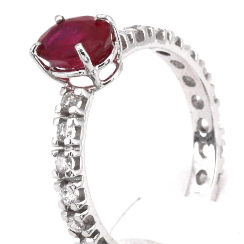 Semi eternel gold, diamond and ruby solitaire ring; 2.2 gr. - 3