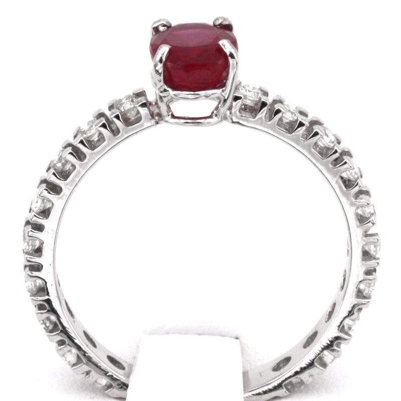 Semi eternel gold, diamond and ruby solitaire ring; 2.2 gr. - 4