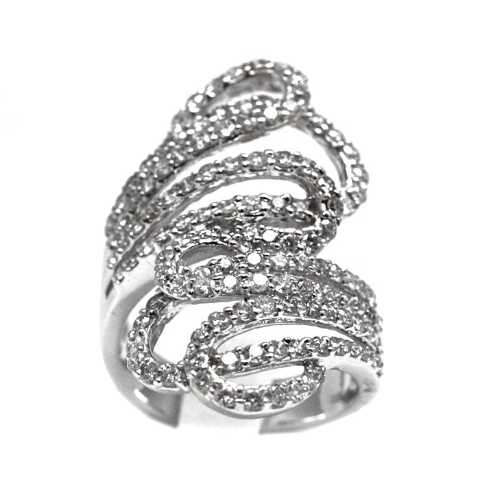 Maxi contrarie ring with serpentine brilliants in gold - 2.42 ct; 10.24 gr.: A set of soft, sinuous lines intertwine in a precious path that designs an extremely refined and incredibly feminine diamond-studded contrarie ring. An important and very classy ring offered at a pric