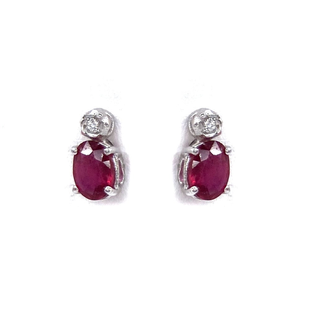 Ruby lobe earrings with rhinestones, gold; 1.58 gr. (1 of 4)