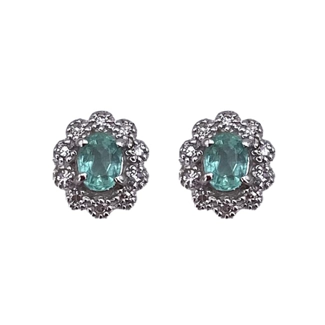 Daisy lobe earrings, emerald, diamonds and gold; 1.45 gr. (1 of 4)