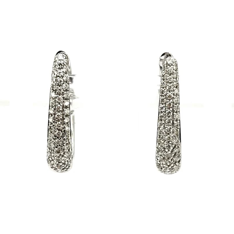 Stylish 18kt White Gold Half-Hoop Diamond Earrings, Lightweight 3.12g, 0.36ct (1 of 4)
