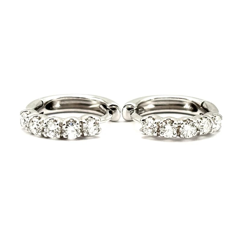Timeless and Classic 18kt White Gold Hoop Earrings with 0.44ct Brilliant Diamonds, Lightweight 2.61g (1 of 6)