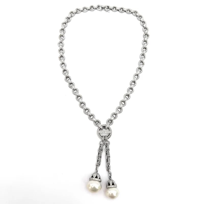 Exceptional high-jewelry 18k White Gold Necklace Pearl Pendant with 2.00–2.20ct Diamonds ,75.21g (1 of 6)