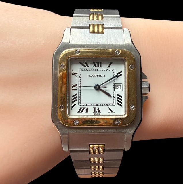 Cartier Santos Cartier Santos Automatic 18K Yellow Gold Stainless Steel wristwatch: Santos de Cartier 41mm Automatic 18K Yellow Gold Stainless Steel wristwatch The watch comes as you can see thru the pictures Case: 29x41mm - crown not included Perfectly working and excellent conditio