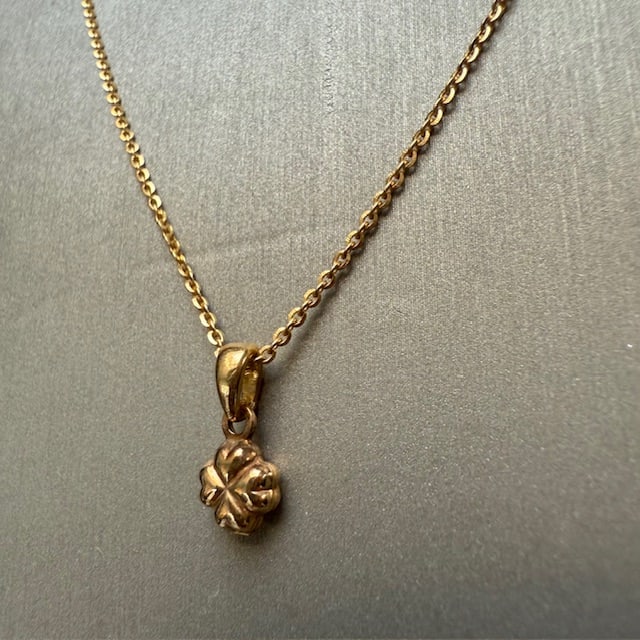 9K Solid gold Necklace with Clover - 2
