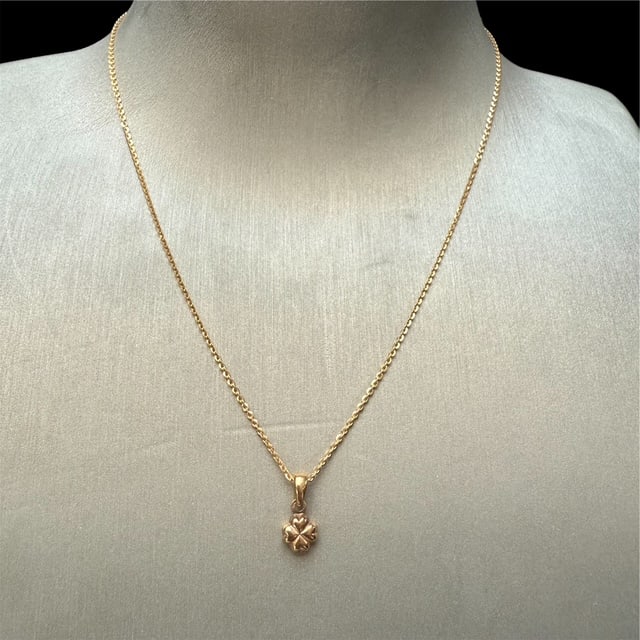 9K Solid gold Necklace with Clover - 3